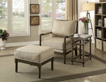 Tarragona 3Pc Accent Chair Set CM-AC6165 in Beige [FACC-CM-AC6165-Tarragona]