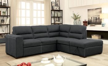 Nellie Sectional Sofa CM6517 in Graphite Faux Nubuck Fabric [FASS-CM6517-Nellie]