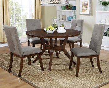 Abelone CM3354RT 5PC Dinette Set w/Round Table in Walnut [FADS-CM3354RT-Abelone]