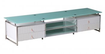 Lora TV Unit in White w/Glass Top & Shelves by Whiteline Imports [WLTV-Lora]