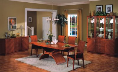 Light Cherry High Gloss Finish Contemporary Dining Set