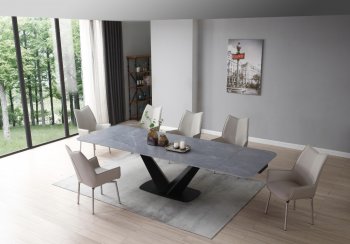 9436 Dining Table Dark Gray by ESF w/Optional 1218 Chairs [EFDS-9436 Dark Gray 1218]