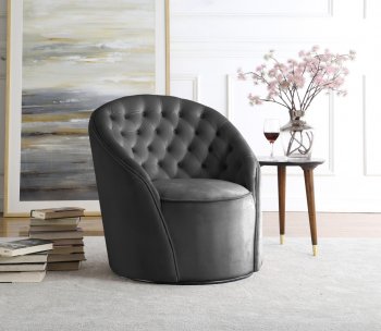 Alessio Accent Chair 501 in Grey Velvet by Meridian [MRCC-501 Alessio Grey]