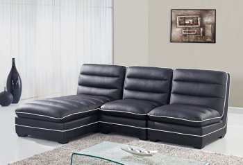 U4150 Sectional Sofa Black Bonded Leather - Global Furniture USA [GFSS-U4150]