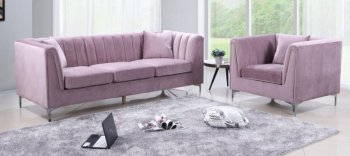 M1903 Sofa & Loveseat Set in Pink Velvet by VImports [VIS-M1903 Pink]