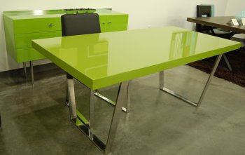 Green High Gloss Laquer Finish Modern Dining Table w/Metal Legs [PGDT-SIENNA-THT-05-GRN]