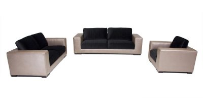 K8458 3Pc Sofa Set in Fabric & Faux Leather by VIG