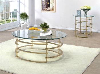 Conmel CM4359GL Coffee Table & 2 End Table 3Pc Set in Gold [FACT-CM4359GL-Conmel Gold]