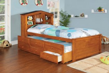 CM7761A Timberline Captain Bed in Oak w/Trundle & Drawers [FAKB-CM7761A Timberline]