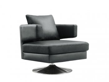 Black, White or Chocolate Leather Modern Swivel Club Chair [JMCC-Club-Chair-Black]