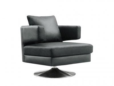 Black, White or Chocolate Leather Modern Swivel Club Chair