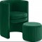 Selena Accent Chair & Ottoman 555 in Green Velvet by Meridian