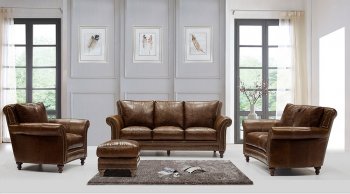 Butler Sofa & Loveseat Set in Brown Leather Italia w/Options [LIS-2239-Butler Brown]