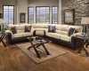 Mocha Fabric & Dark Brown Vinyl Modern Sectional Sofa