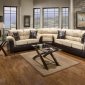 Mocha Fabric & Dark Brown Vinyl Modern Sectional Sofa