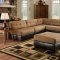 Camel Fabric Sectional Sofa w/Dark Brown Faux Leather Base