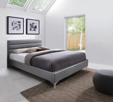 Nario Upholstered Platform Bed in Grey by J&M