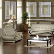 Beige Bonded Leather Modern Stylish 3PC Living Room Set