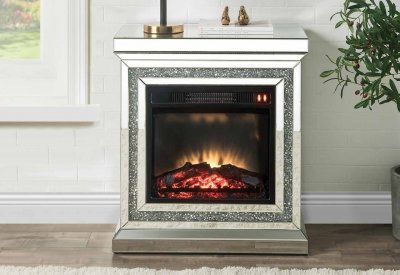 Noralie Electric Fireplace 90868 in Mirrored by Acme