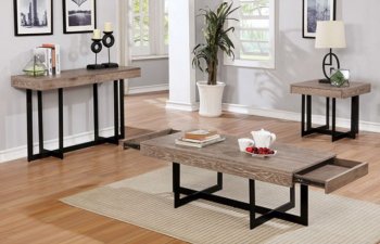 Sawyer 3Pc Coffee & End Table Set CM4619 in Gray Wash & Black [FACT-CM4619-Sawyer]