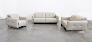 Duca Reclining Sofa Set 3Pc in Grey Full Leather by VIG [VGS-Duca Grey]