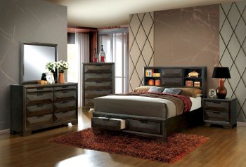 Nikomedes CM7557 Bedroom in Espresso w/Bookcase Headboard [FABS-CM7557-Nikomedes]