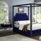 Rowan Upholstered Bed in Navy Velvet Fabric by Meridian w/Canopy