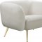 Harlow Sofa 685 in Cream Velvet Fabric by Meridian w/Options