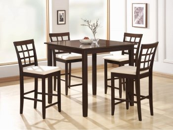 Cappuccino Finish 5 PC Counter Height Dining Set w/Square Table [CRDS-111-150085]