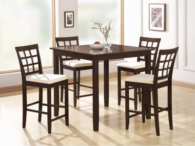 Cappuccino Finish 5 PC Counter Height Dining Set w/Square Table