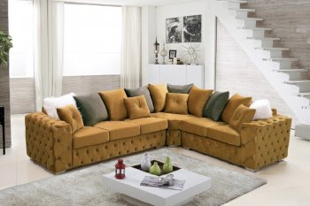 LCL-027 Sectional Sofa in Gold Velvet [BDSS-LCL-027 Gold]