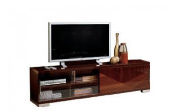 Walnut High Gloss Finish Contemporary Tv Stand w/Sliding Doors [EFTV-Capri Walnut]