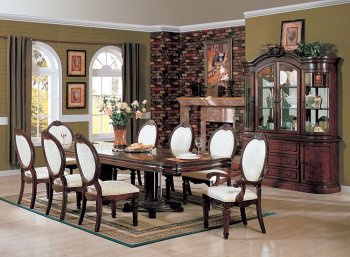 Dark Cherry Finish Formal Dining Room With Pedestal Legs [CRDS-16-101161]