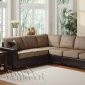 Saddle Fabric & Espresso Vinyl Modern Sectional Sofa