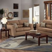 Camel Microfiber Modern Casual Sofa & Loveseat Set w/Options