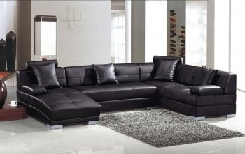 3334 Black Leather Sectional Sofa by VIG w/Adjustable Headrests [VGSS-3334 Black]