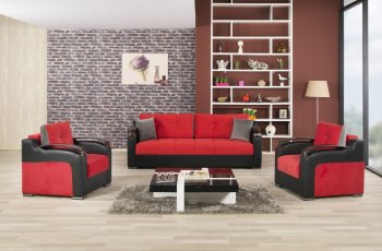 Divan Deluxe Sofa Bed in Red Fabric by Casamode w/Options [CMSB-Divan Deluxe Truva Red]