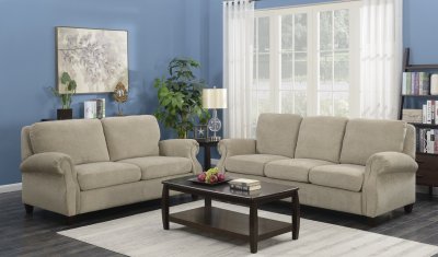 Randall Sofa & Loveseat Set in Beige Fabric w/Options