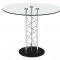 Modern Bar Table with Round Glass Top and Steel Base