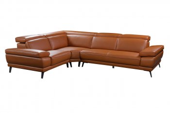 Mercer Sectional Sofa Adobe Orange Leather by Beverly Hills [BHSS-Mercer-Arms Adobe Orange]