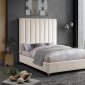 Via Upholstered Bed in Cream Velvet Fabric by Meridian