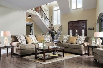 Augustina Sofa SM5164 in Light Brown Woven Fabric w/Options [FAS-SM5164-Augustina]