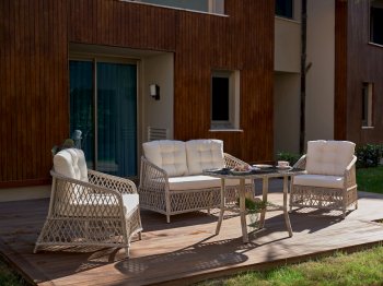 Glory Mini Outdoor Sofa Set 4Pc in Light Brown by Bellona [IKOUT-Glory Mini 4Pc]