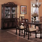 Distressed Walnut Finish Dining Room W/Detailed Moldings