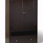 Dark Cappuccino Finish Contemporary Armoire With Storage Drawer