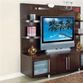 Wenge Finish Contemporary Wall Unit With Bottom Cabinets