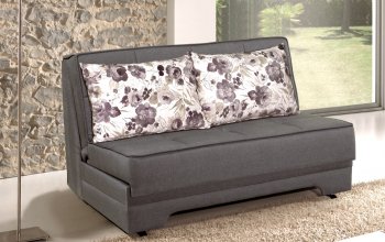 Rio Pull-Out Loveseat Bed in Grey Fabric by Rain [RNLB-Rio Grey]