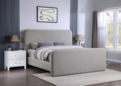 Wren Upholstered Bed 302052 in Gray Fabric by Coaster