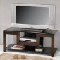 Cherry Finish Modern TV Stand w/Tempered Glass Shelves