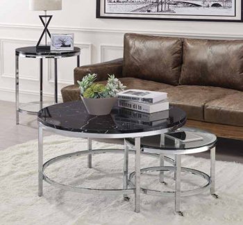 Virlana Coffee Table 3Pc Set 82475 in Black & Chrome by Acme [AMCT-82475 Virlana]